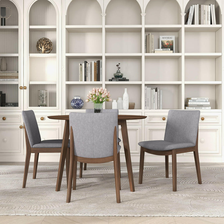 Laura Light Grey Linen Solid Wood Dining Chair (Set Of 2).