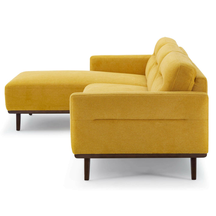 Ella L-Shaped Dark Yellow Linen Left Sectional Couch.