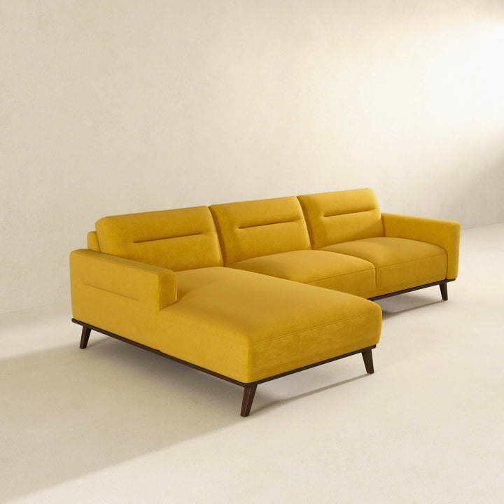 Ella L-Shaped Dark Yellow Linen Left Sectional Couch.