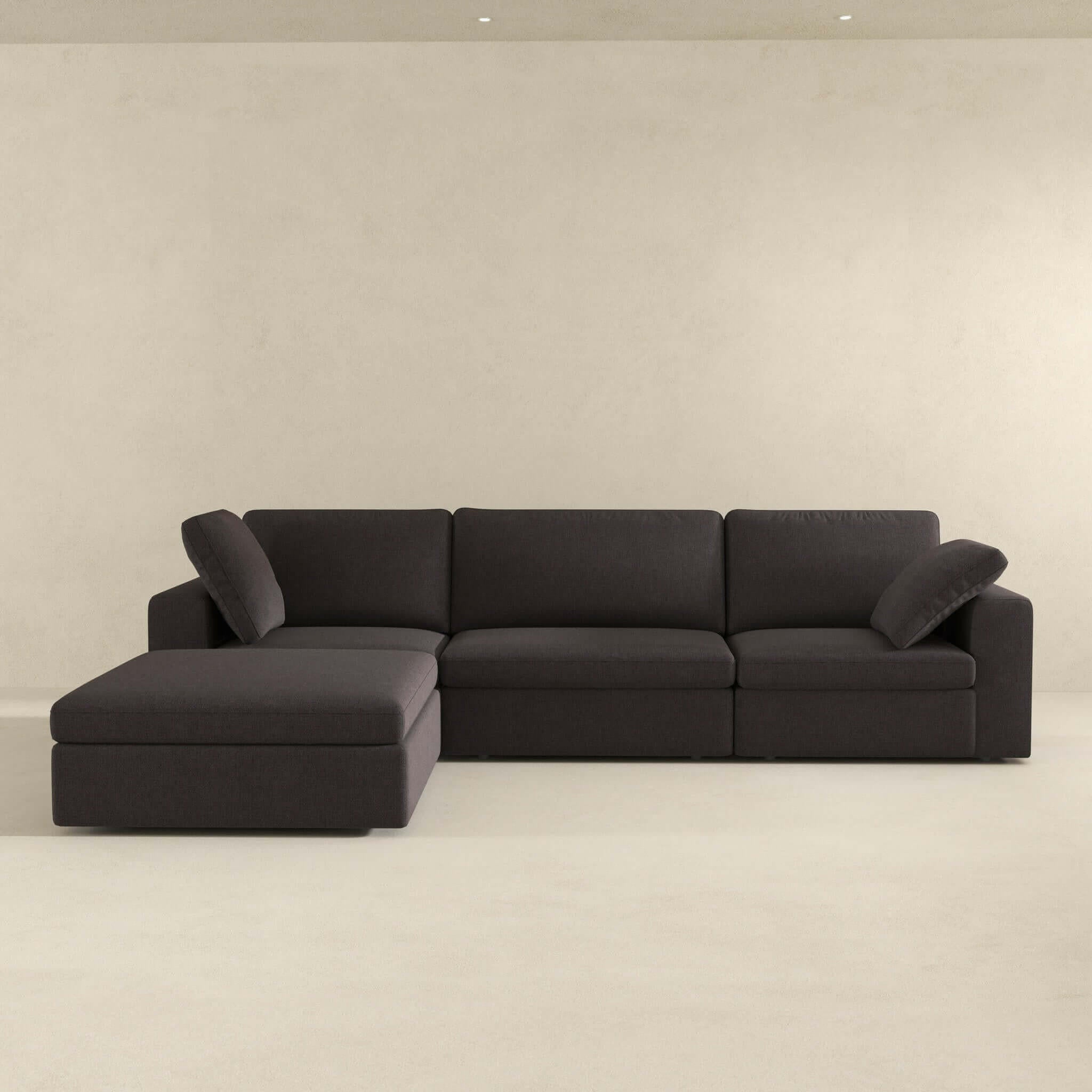 Cecilia Modular Corner Sectional Modern Fabric Sofa Dark Gray.