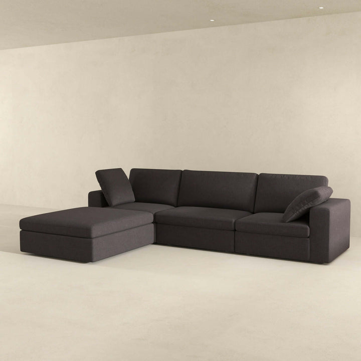 Cecilia Modular Corner Sectional Modern Fabric Sofa Dark Gray.