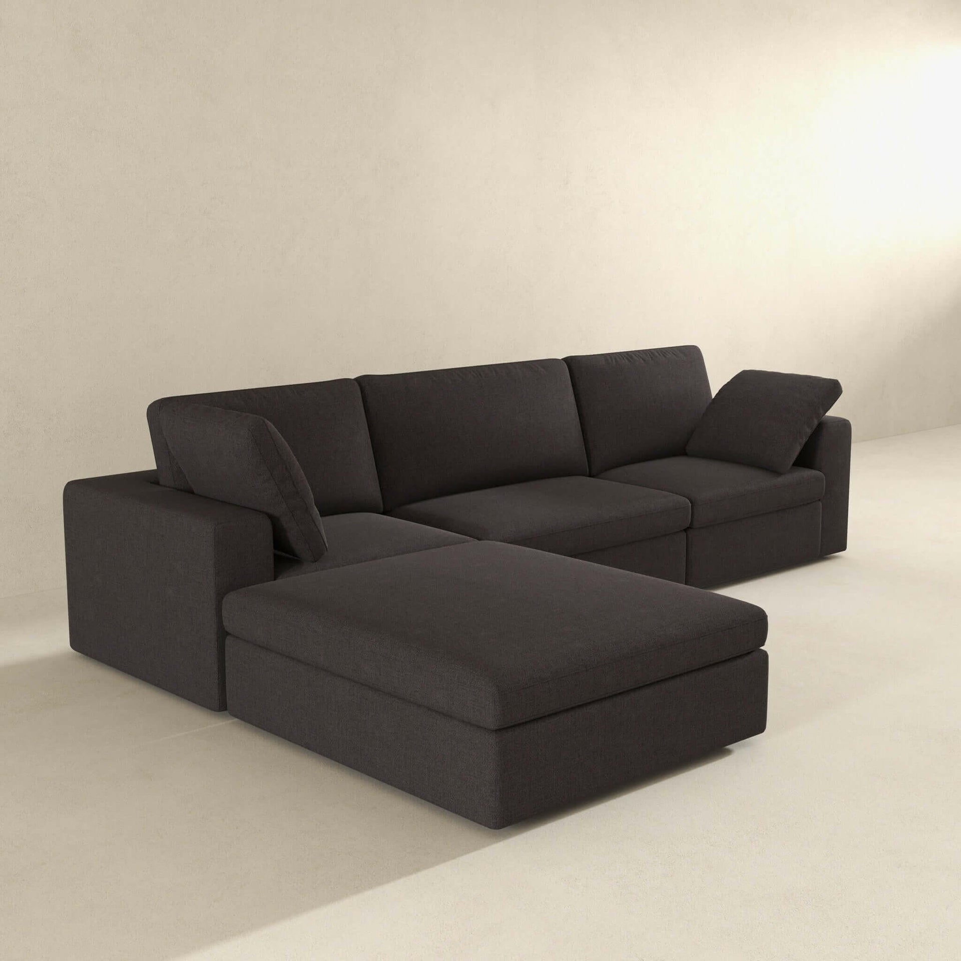 Cecilia Modular Corner Sectional Modern Fabric Sofa Dark Gray.