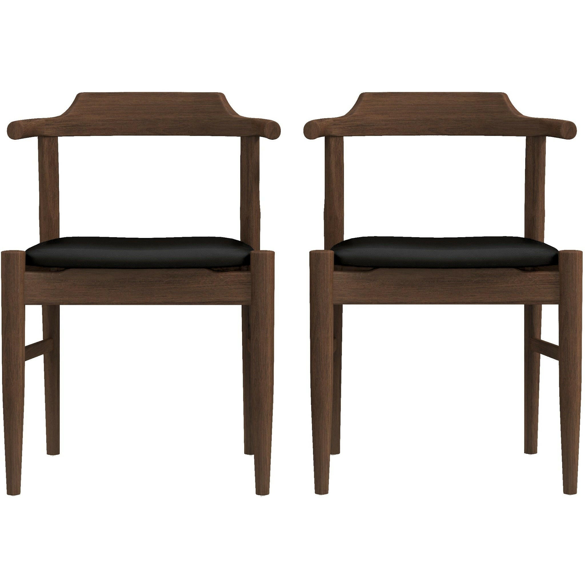 Leon Mid-Century Modern Leather Dining Chair (Set of 2).