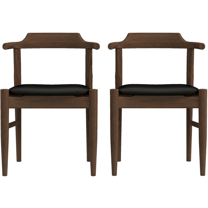 Leon Mid-Century Modern Leather Dining Chair (Set of 2).