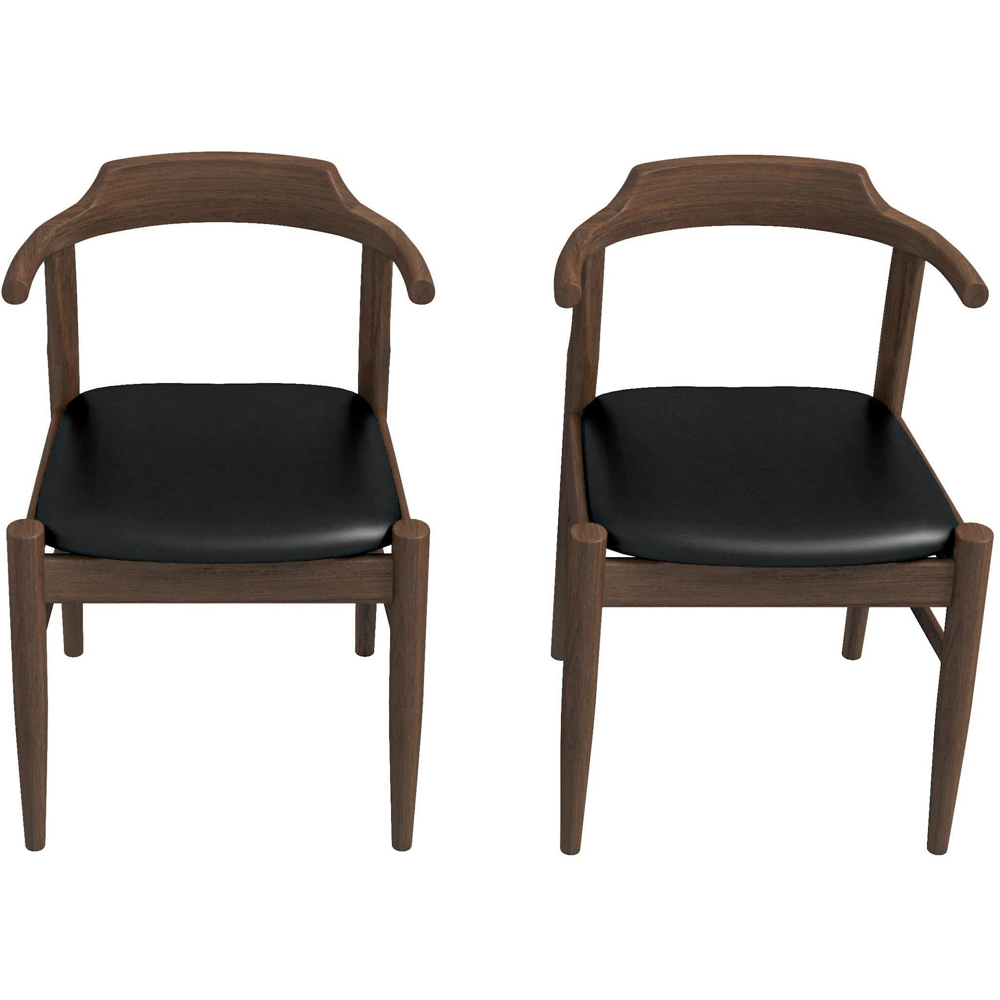 Leon Mid-Century Modern Leather Dining Chair (Set of 2).