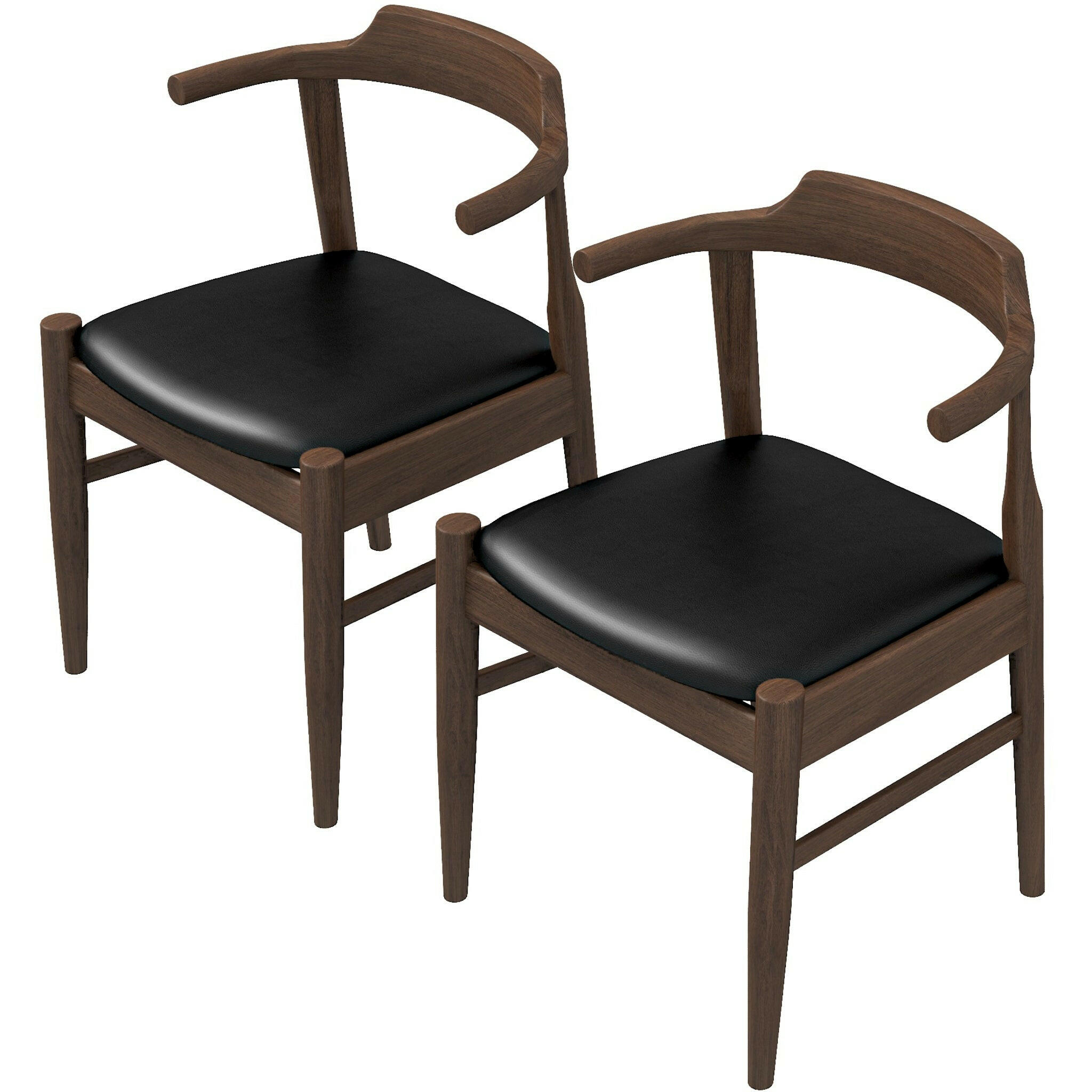 Leon Mid-Century Modern Leather Dining Chair (Set of 2).