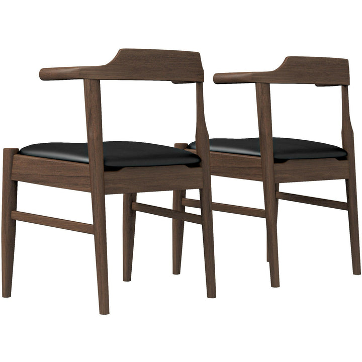 Leon Mid-Century Modern Leather Dining Chair (Set of 2).