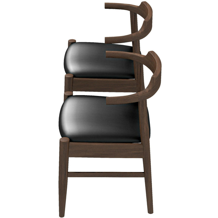 Leon Mid-Century Modern Leather Dining Chair (Set of 2).