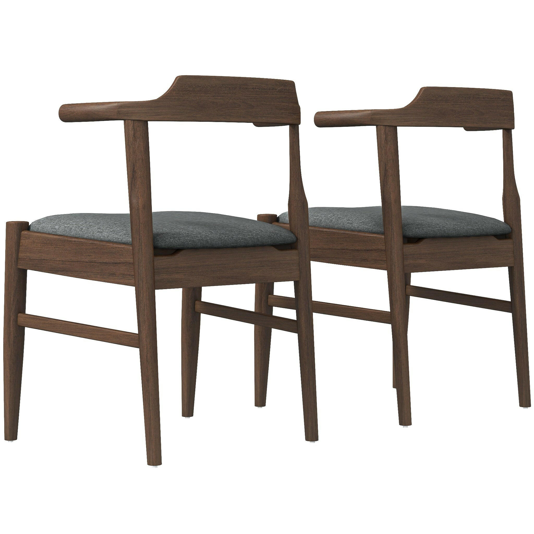 Leon Mid-Century Modern Grey Fabric Dining Chair (Set of 2).