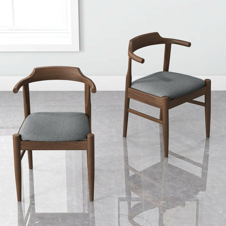 Leon Mid-Century Modern Grey Fabric Dining Chair (Set of 2).