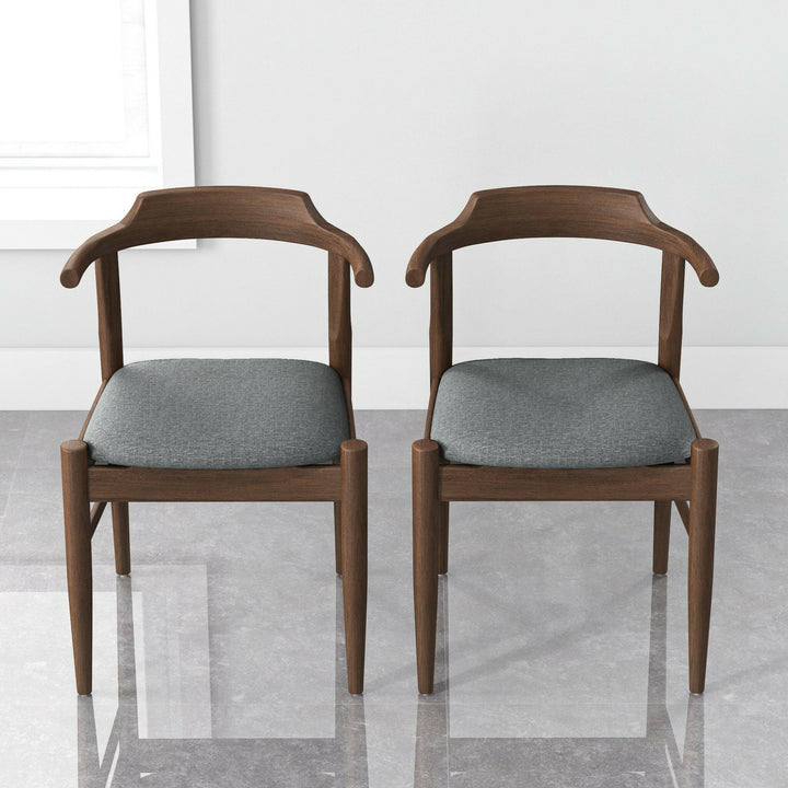 Leon Mid-Century Modern Grey Fabric Dining Chair (Set of 2).