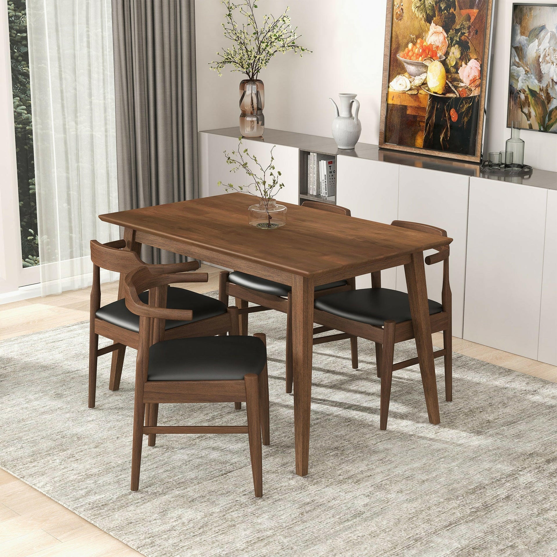 Levi Modern Style Solid Wood Rectangular Dining Kitchen Table 47".