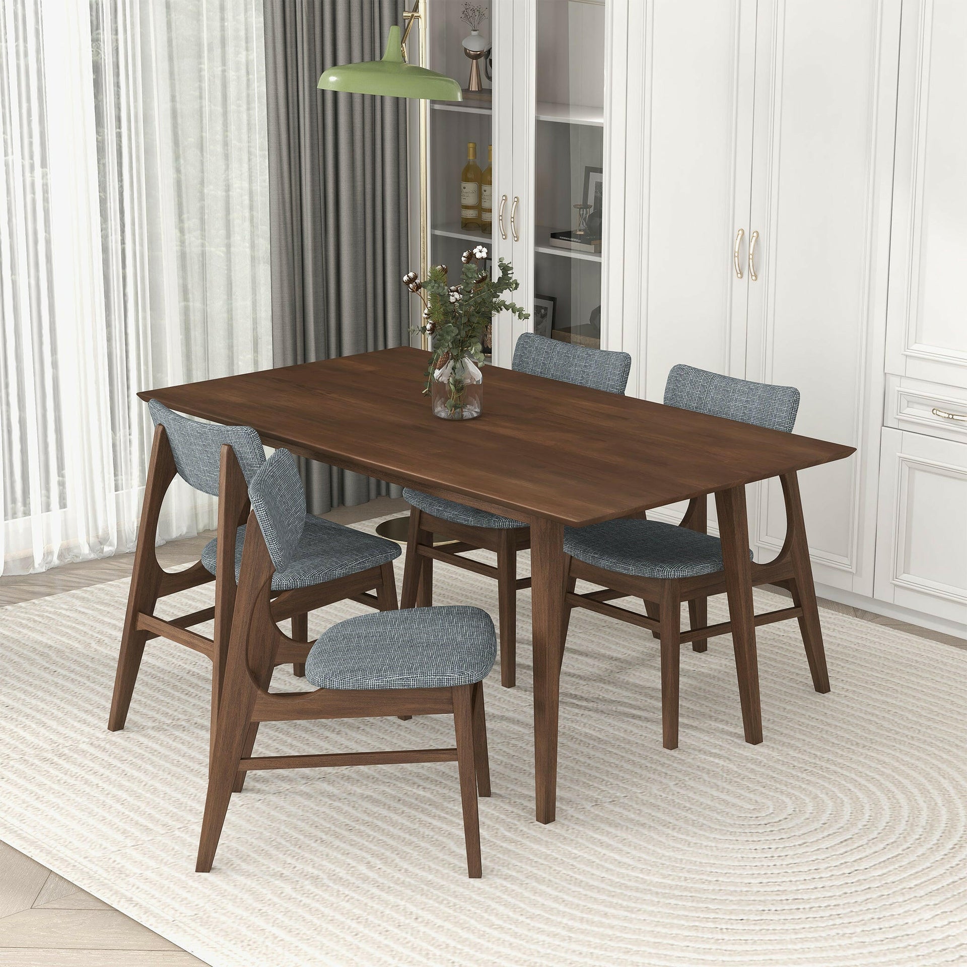 Levi Modern Style Solid Wood Rectangular Dining Kitchen Table 63".