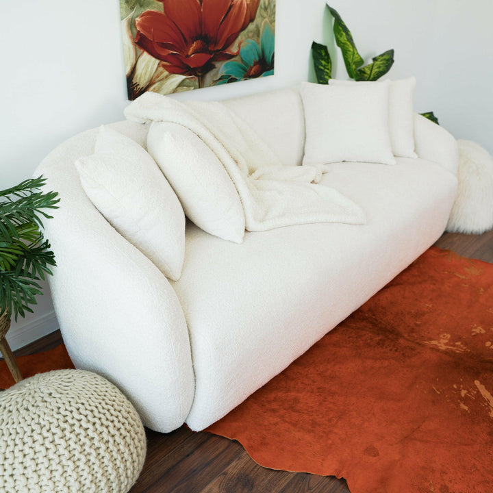 Linden Ivory Boucle Sofa.