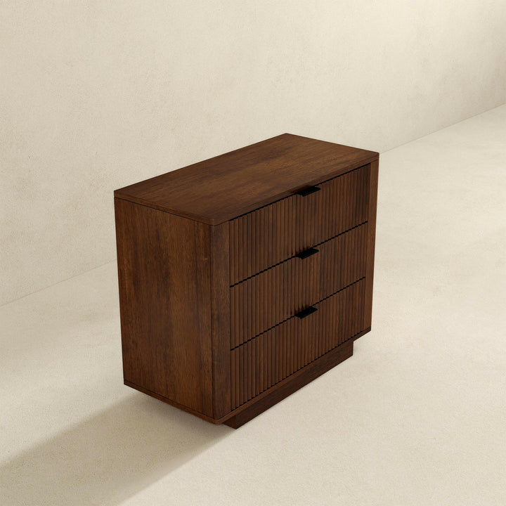 Lola Walnut Nightstand 3-Drawer.