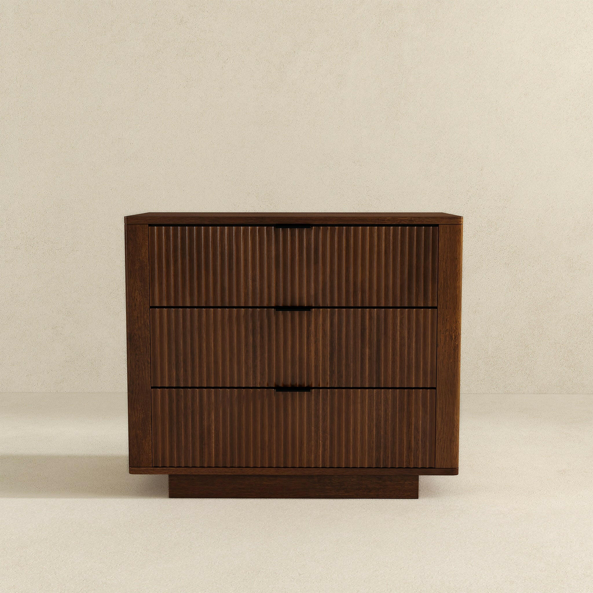 Lola Walnut Nightstand 3-Drawer.