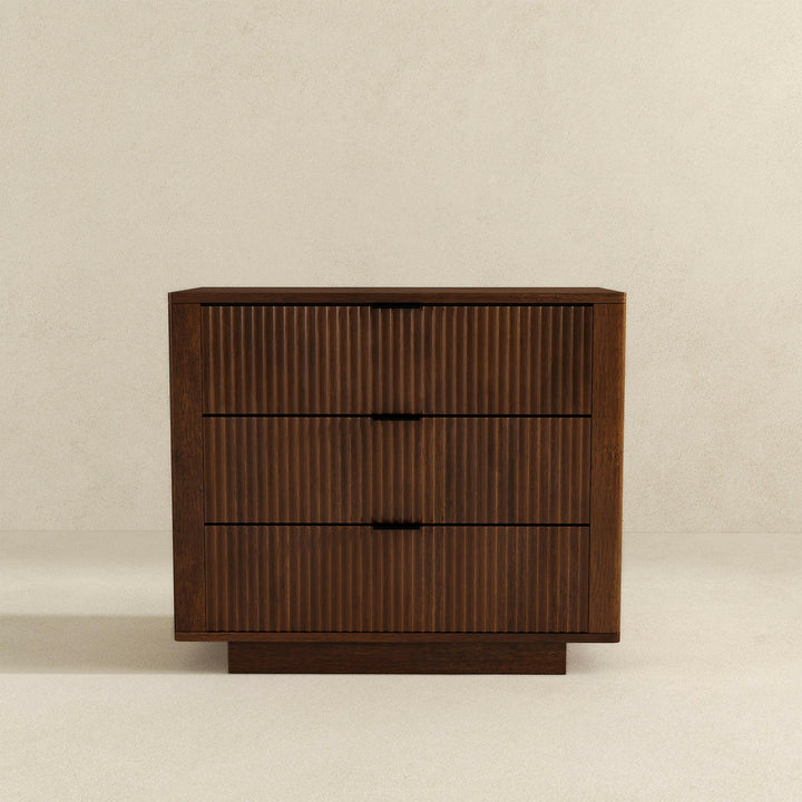 Lola Walnut Nightstand 3-Drawer.