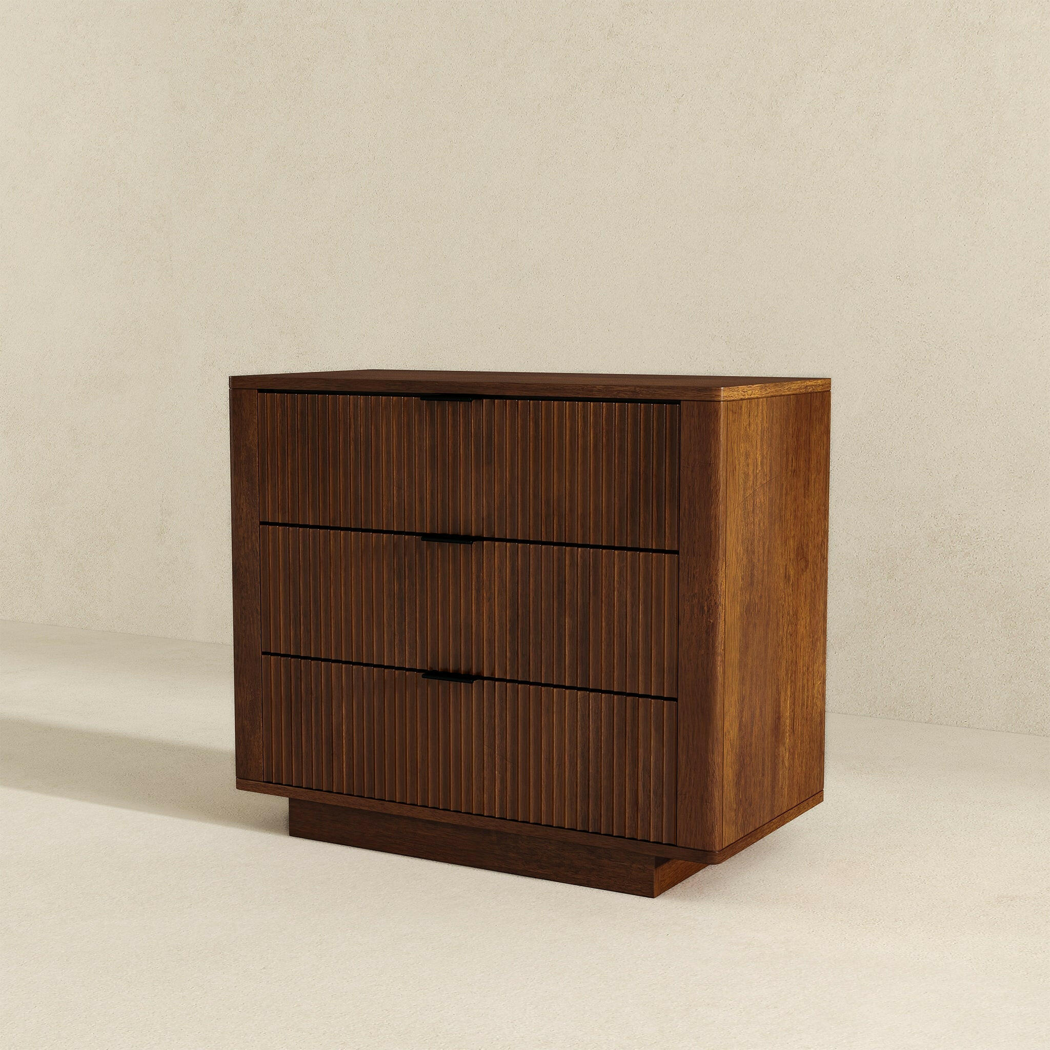 Lola Walnut Nightstand 3-Drawer.