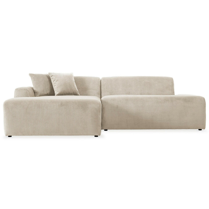 Mar Sectional Cream Corduroy Sofa (Left Facing).