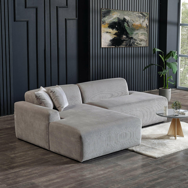 Mar Sectional Grey Corduroy Sofa (Left Facing).