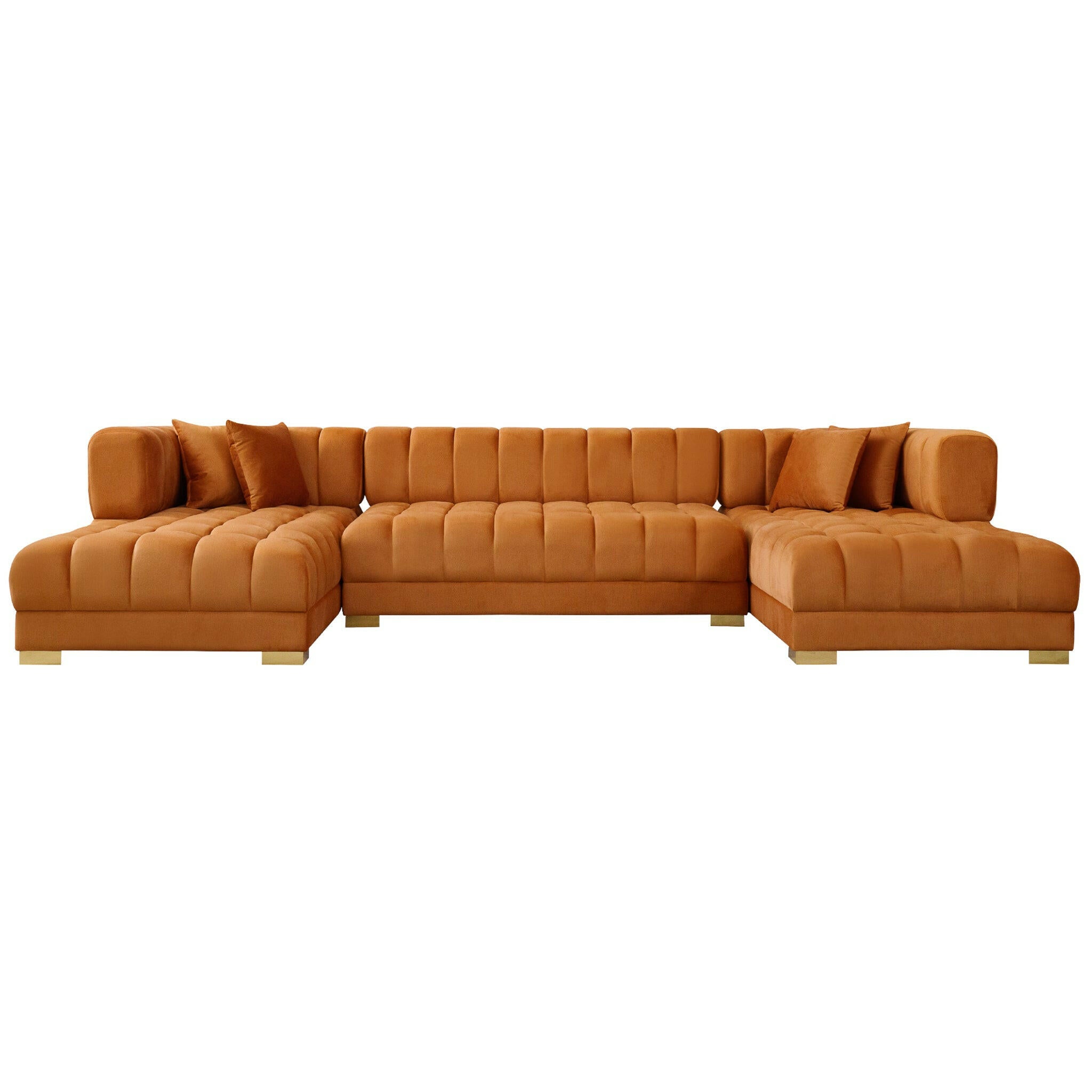 Marlow Cognac Velvet U Shape Corner Sofa.