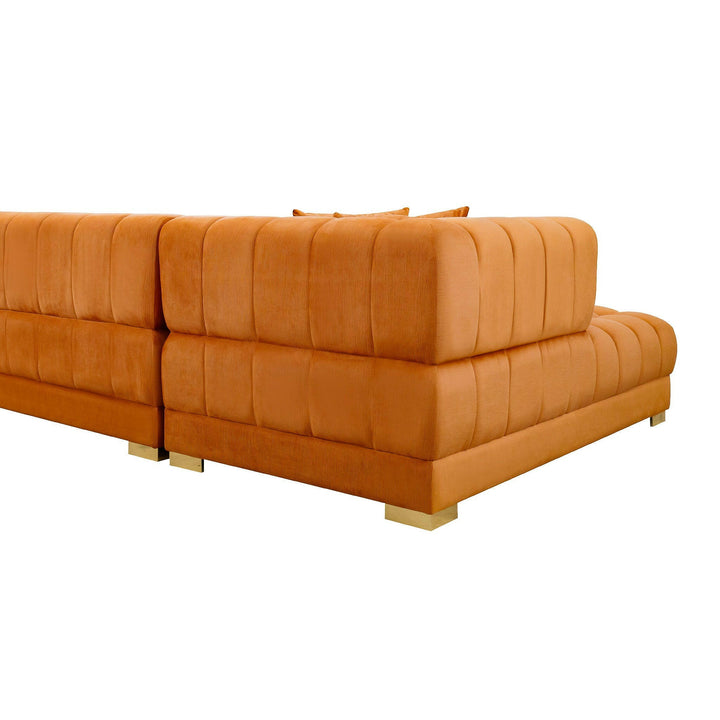 Marlow Cognac Velvet U Shape Corner Sofa.