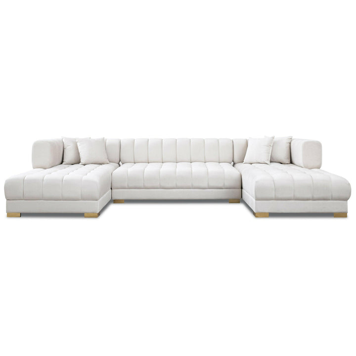 Marlow Ivory Velvet U Shape Corner Sofa.