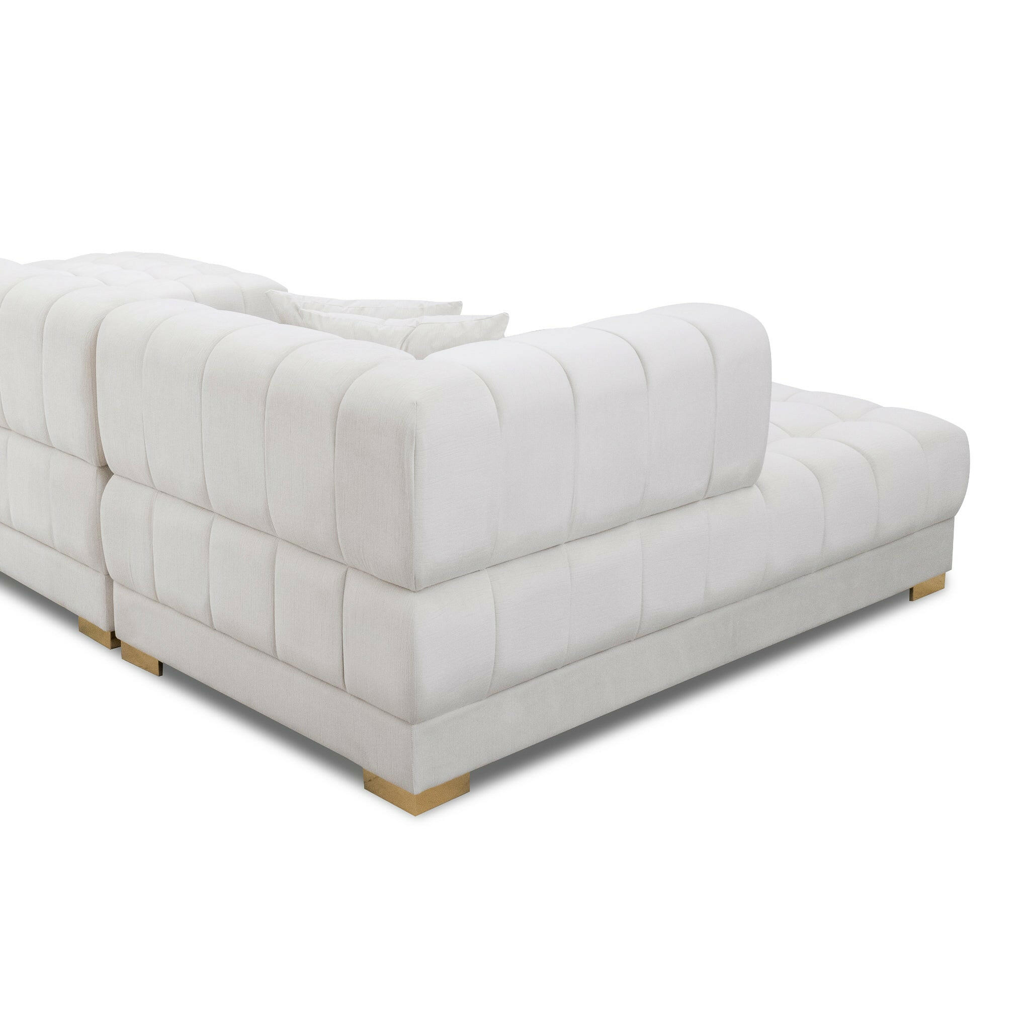 Marlow Ivory Velvet U Shape Corner Sofa.