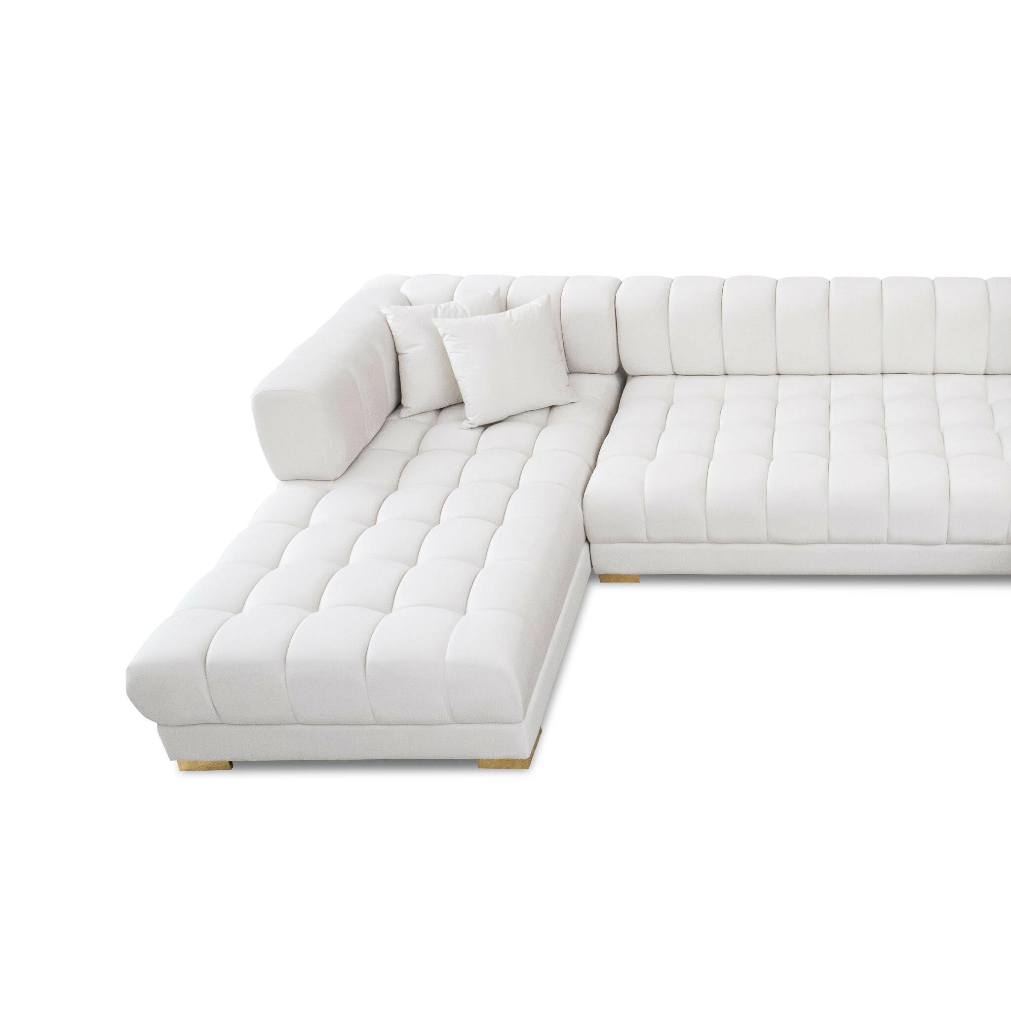 Marlow Ivory Velvet U Shape Corner Sofa.