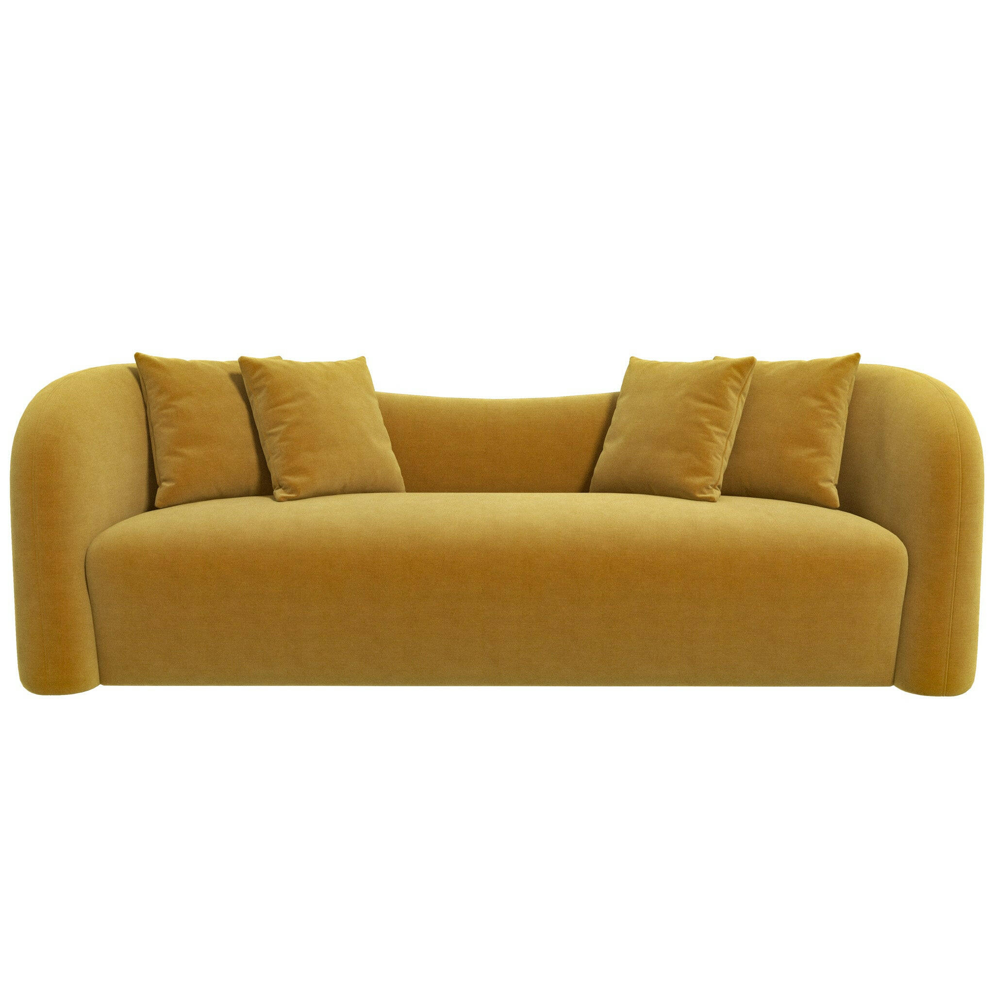 Mason Mid Century Modern Luxury Tight Back Curvy Gold Boucle Couch.