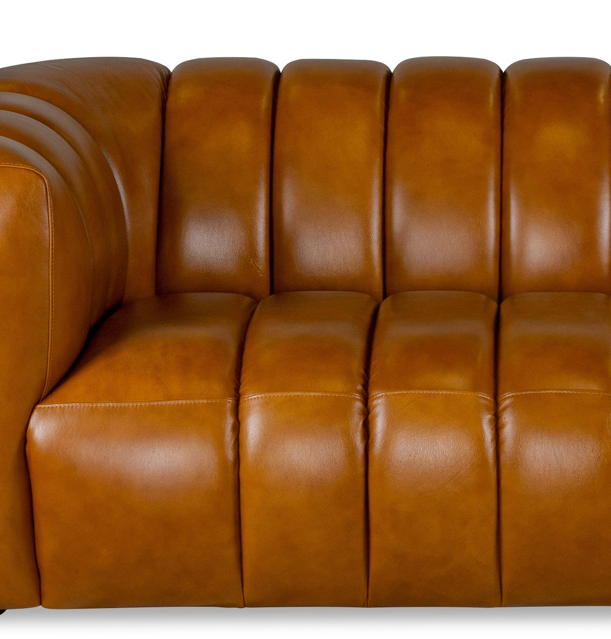 Maverik Genuine Cognac Leather Couch.