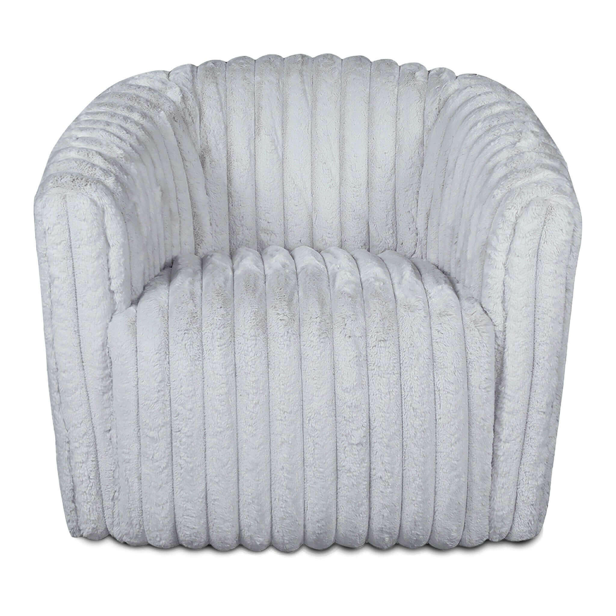 Mira Light Grey Soft Plush Fabric Swivel Chair.