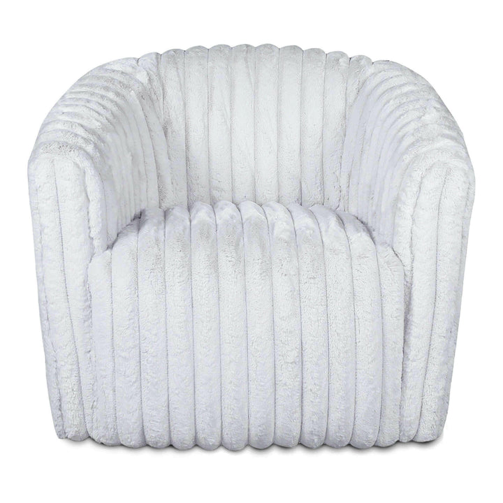 Mira White Soft Plush Fabric Swivel Chair.