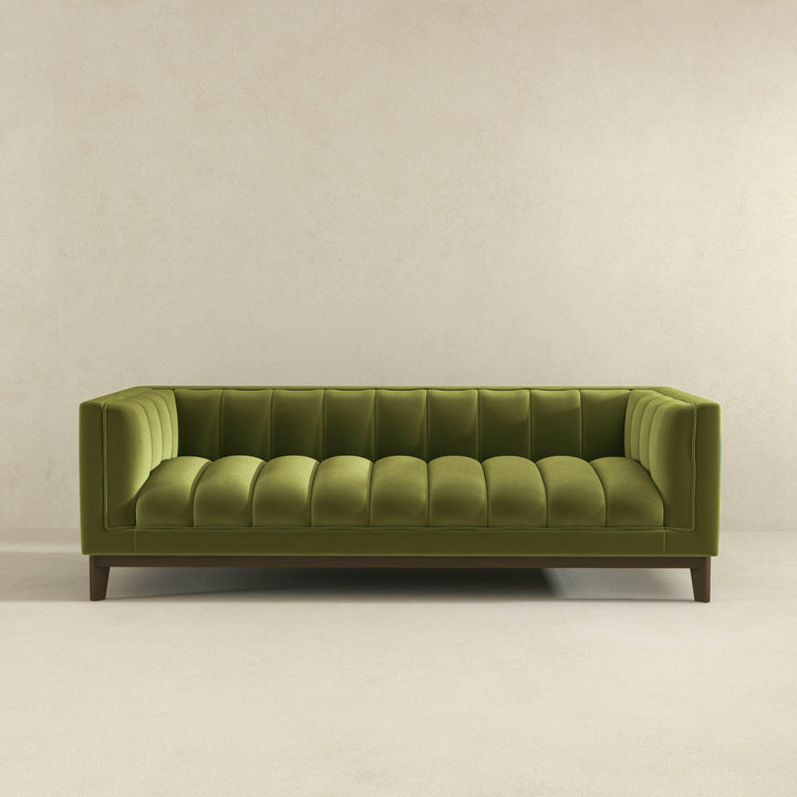 Melissa Mid-Century Green Velvet Modern Sofa.