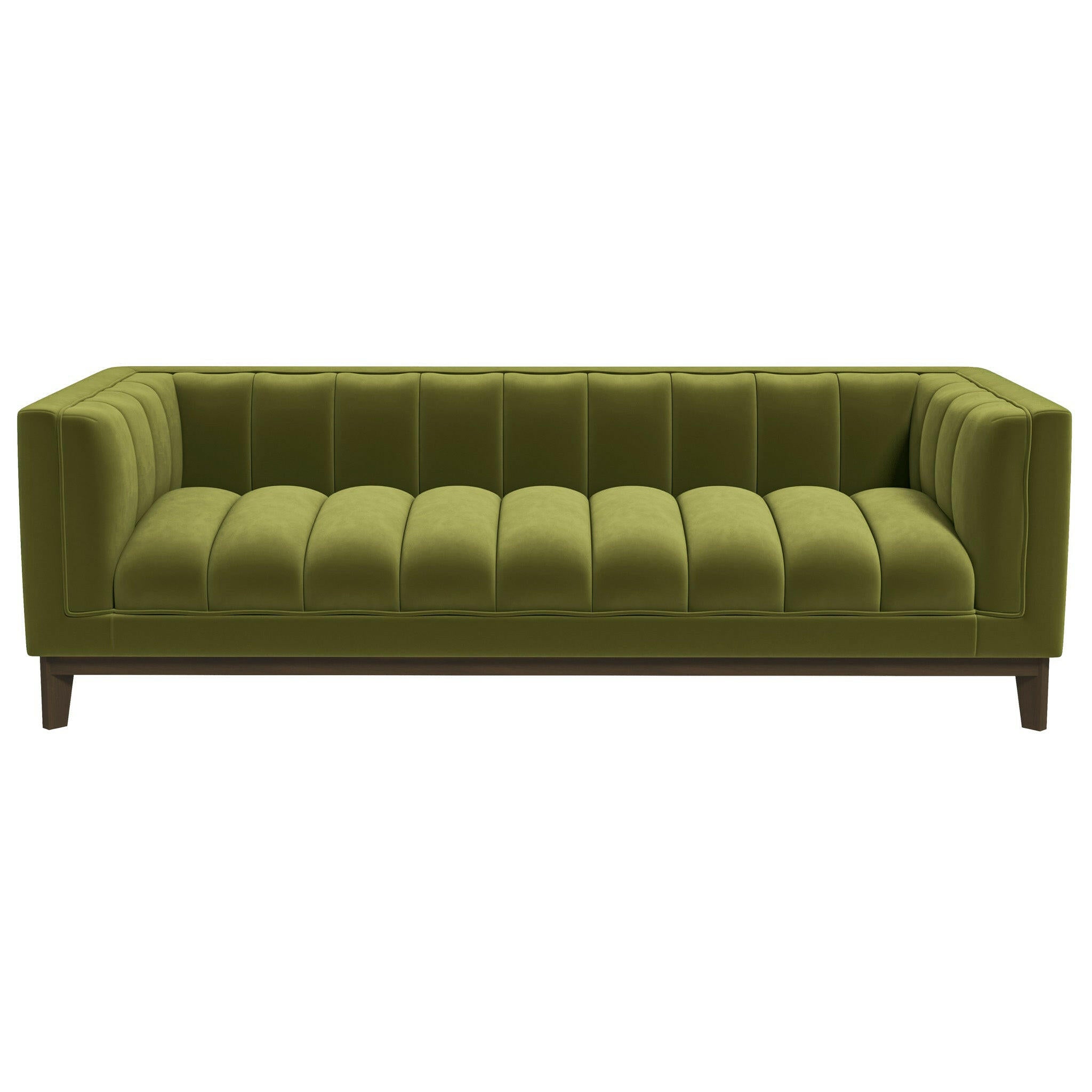 Melissa Mid-Century Green Velvet Modern Sofa.