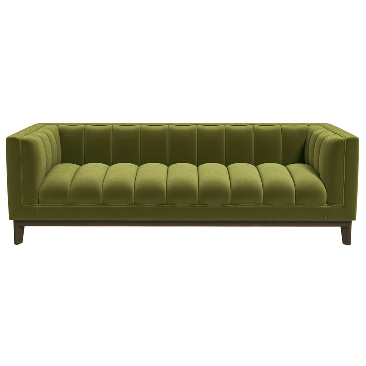 Melissa Mid-Century Green Velvet Modern Sofa.