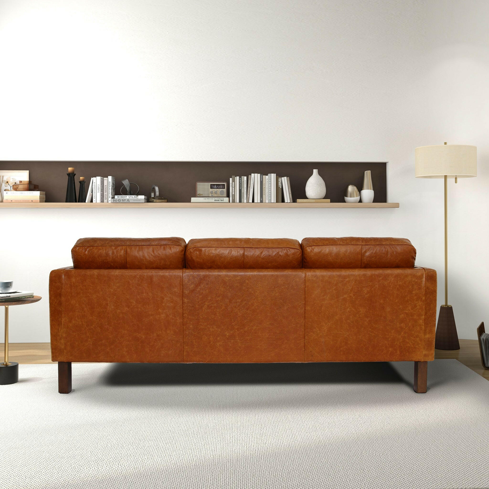 Memphis Waxy Cognac Leather Sofa.