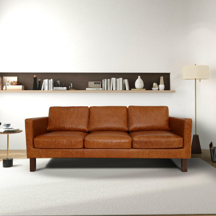 Memphis Waxy Cognac Leather Sofa.