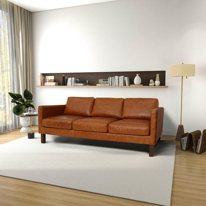 Memphis Waxy Cognac Leather Sofa.