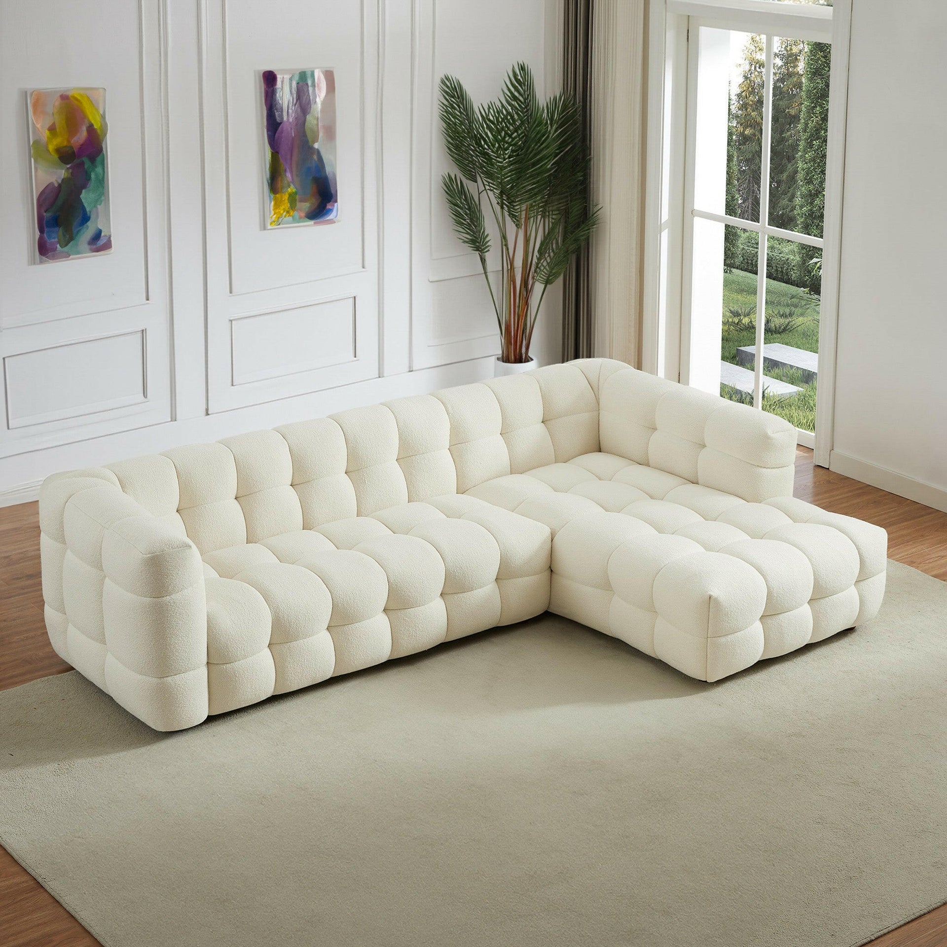 Morrison Right Sectional Sofa (Cream Boucle).