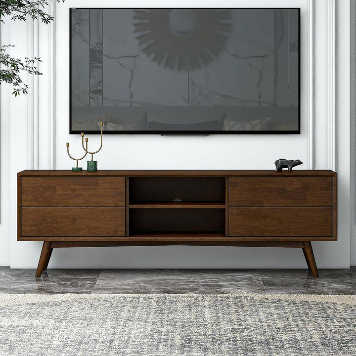 Caroline Mid Century Modern Style Walnut TV Stand Up To 72".