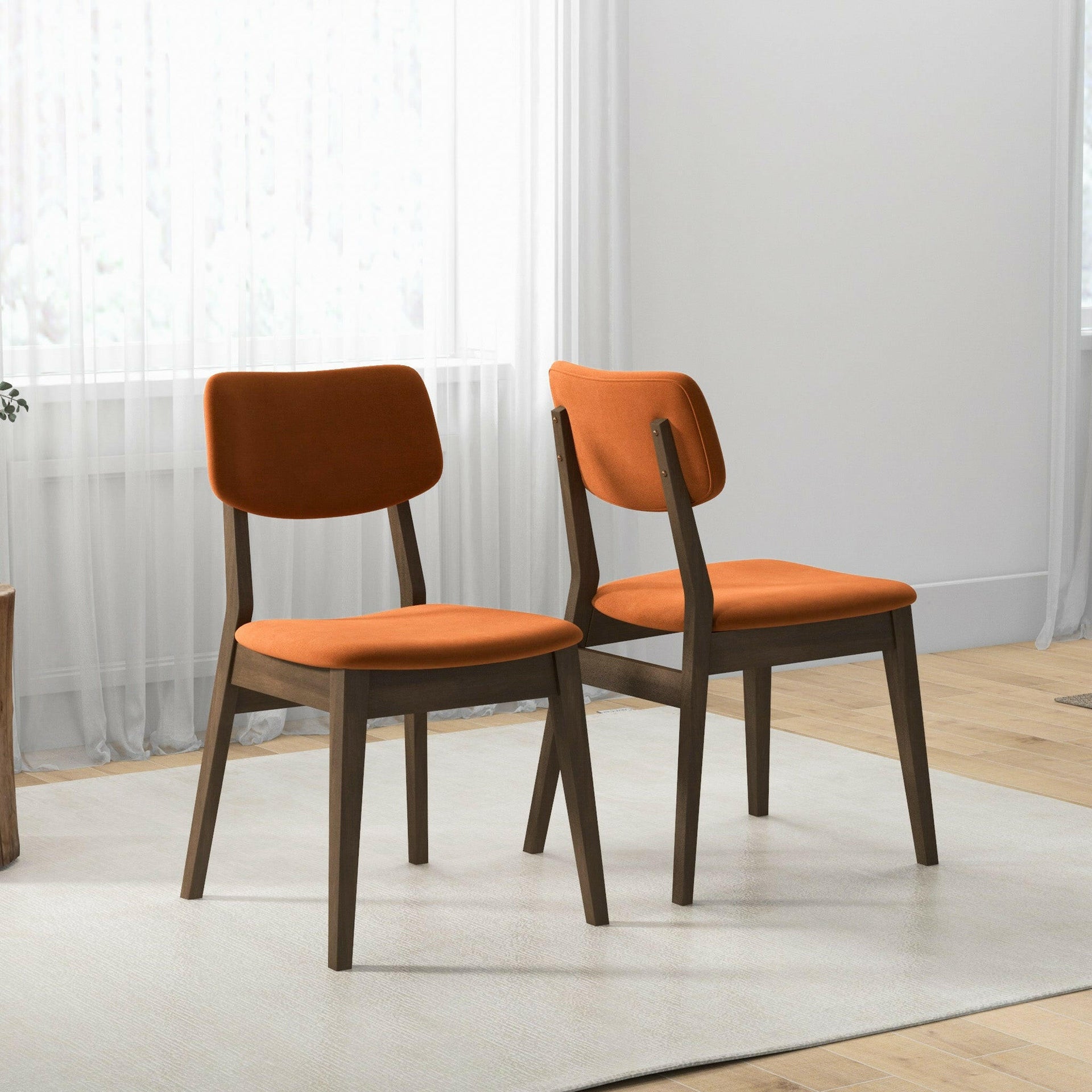 Carlos Burnt Orange Velvet Solid Back Side Chair (Set Of 2).