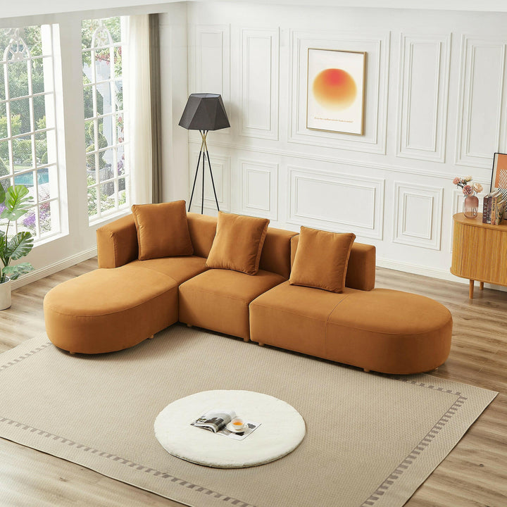 Orby Velvet Sectional Sofa (Left Facing).