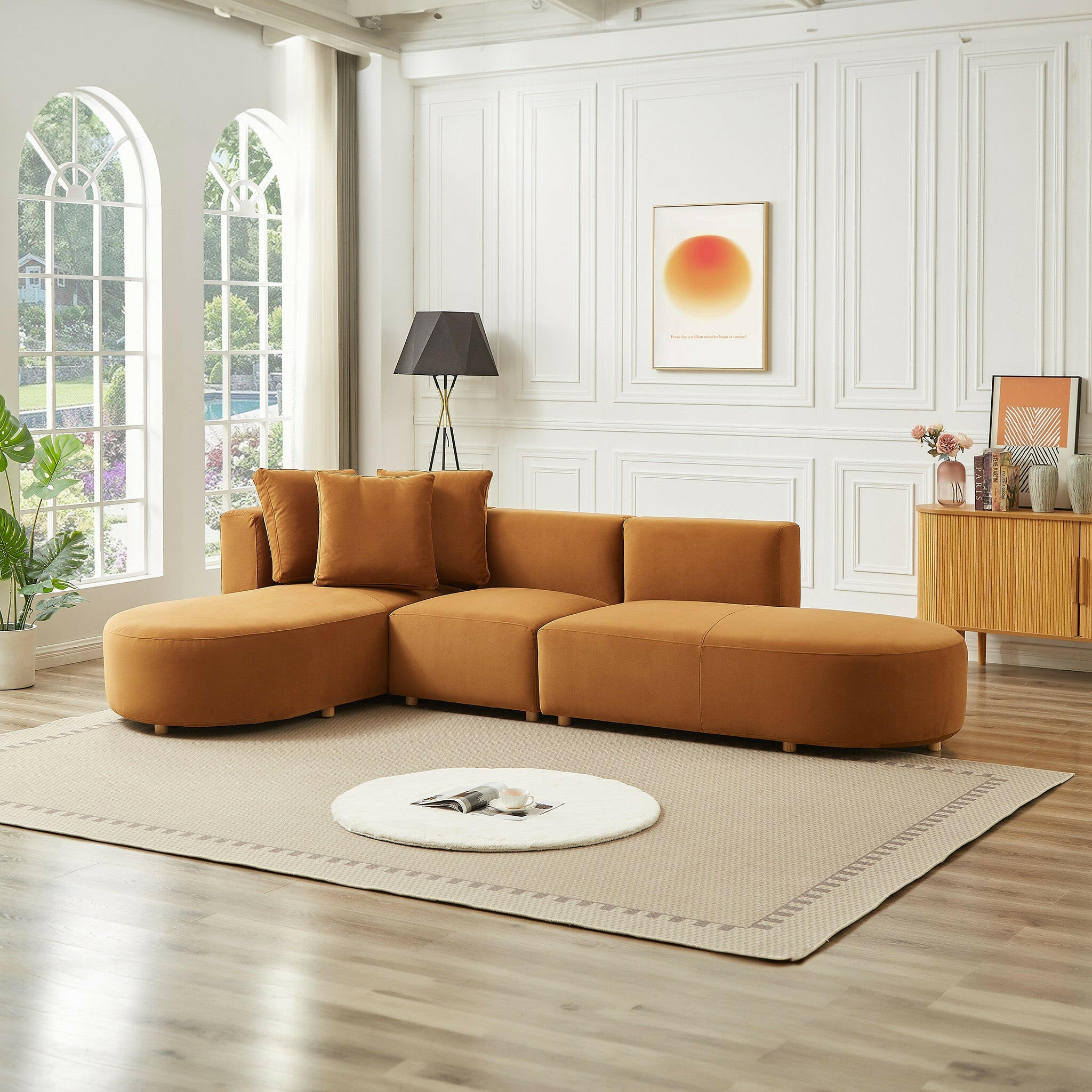 Orby Velvet Sectional Sofa (Left Facing).