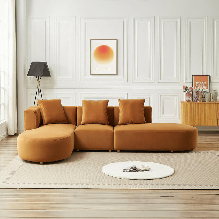 Orby Velvet Sectional Sofa (Left Facing).