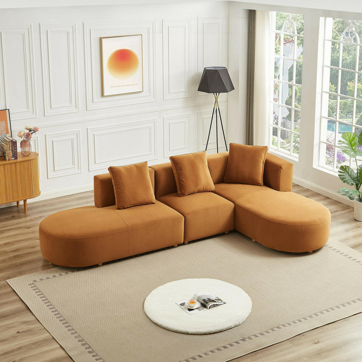 Orby Velvet Sectional Sofa (Right Facing).