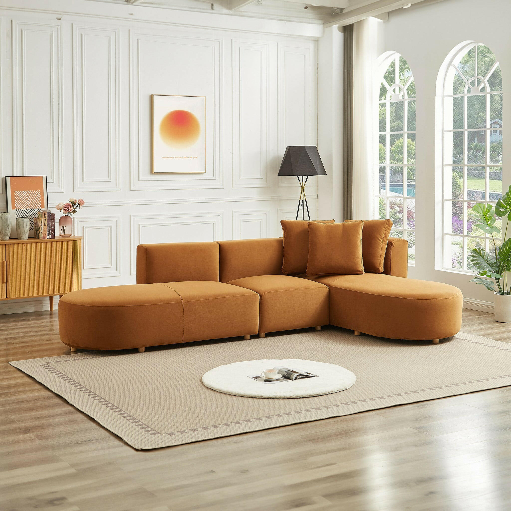 Orby Velvet Sectional Sofa (Right Facing).