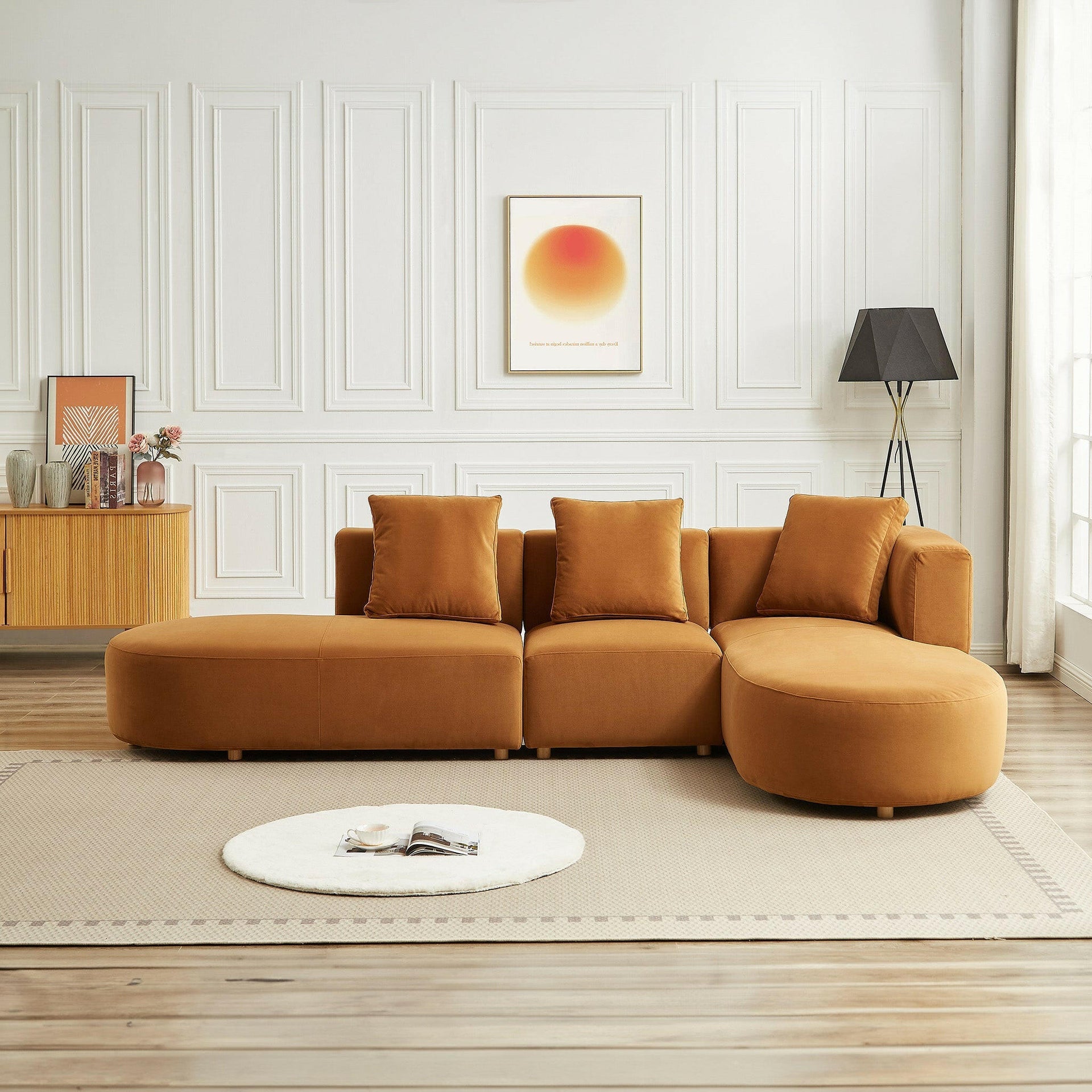 Orby Velvet Sectional Sofa (Right Facing).