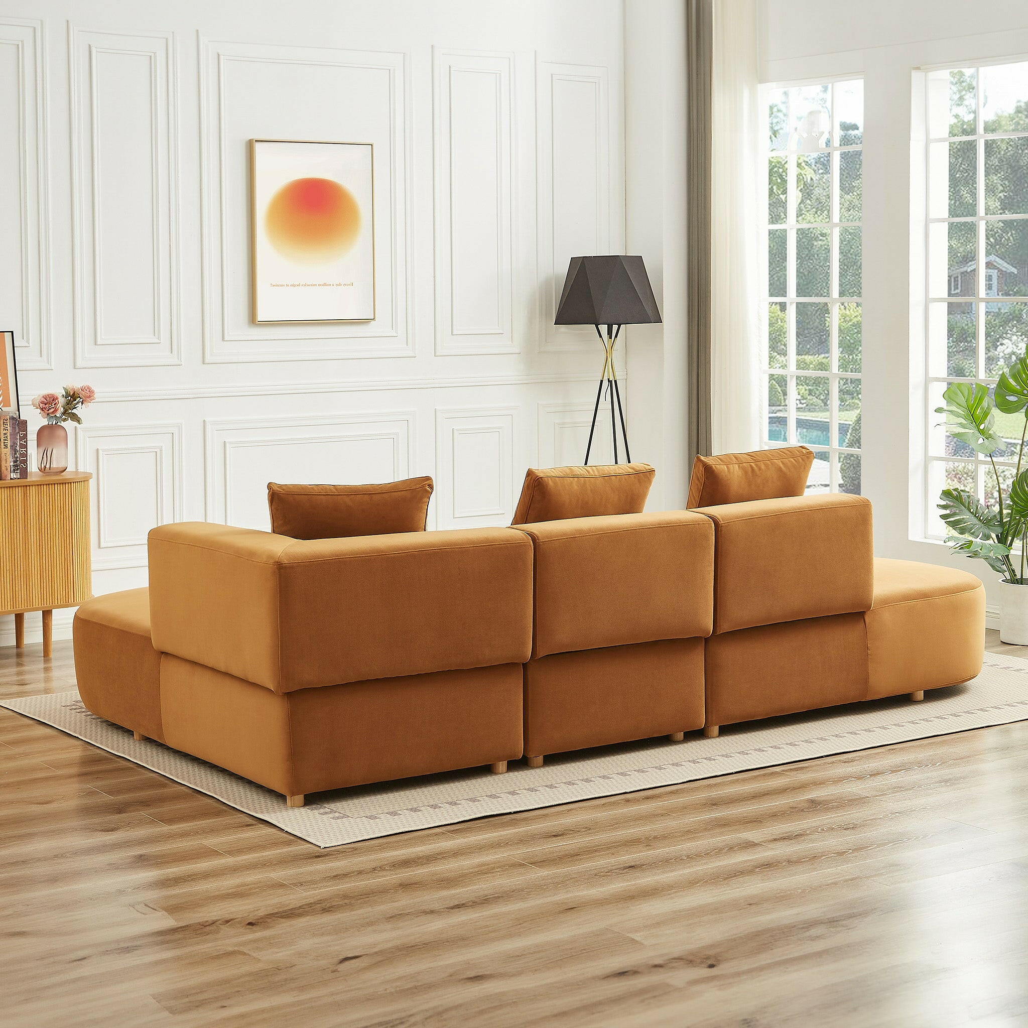 Orby Velvet Sectional Sofa (Right Facing).