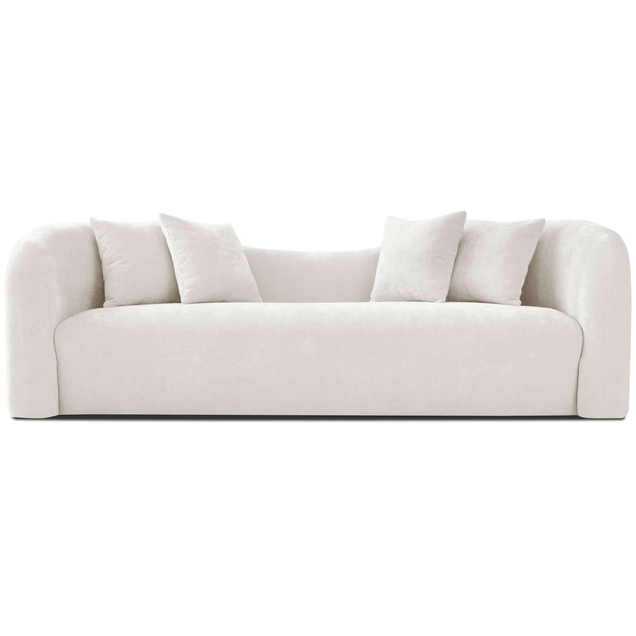 Mason Mid Century Modern Luxury Tight Back Curvy White Boucle Couch.